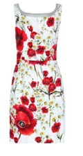 Dolce & Gabbana White With Red Poppies And Daisies Fabulous Summer Dress IT42 