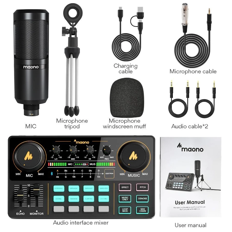 MAONO Podcast Equipment Bundle Audio mixer All-in-One Podcast Production Studio - Image 2 of 4