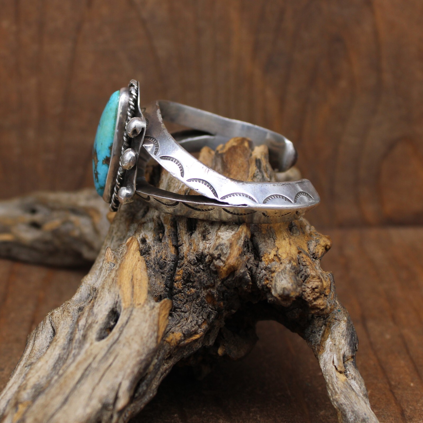 Sterling Silver and Turquoise Split Triangle Shan… - image 3
