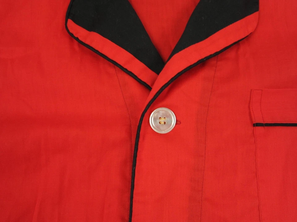 True Vintage Pierre Cardin Shirt Adult 48 Red Black Mens Pajama 60s 70s Sleep - Image 3 of 4