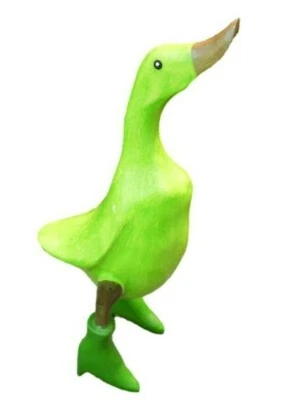 Laufente grüner Traum 35 cm,Ente im Grün - Look,Teak Holz Ente, duck green dream - Bild 1 von 3