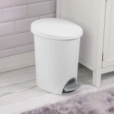 Sterilite 2.6 Gallon Trash Can, Ultra Step On Bathroom Trash Can, White,Plastic