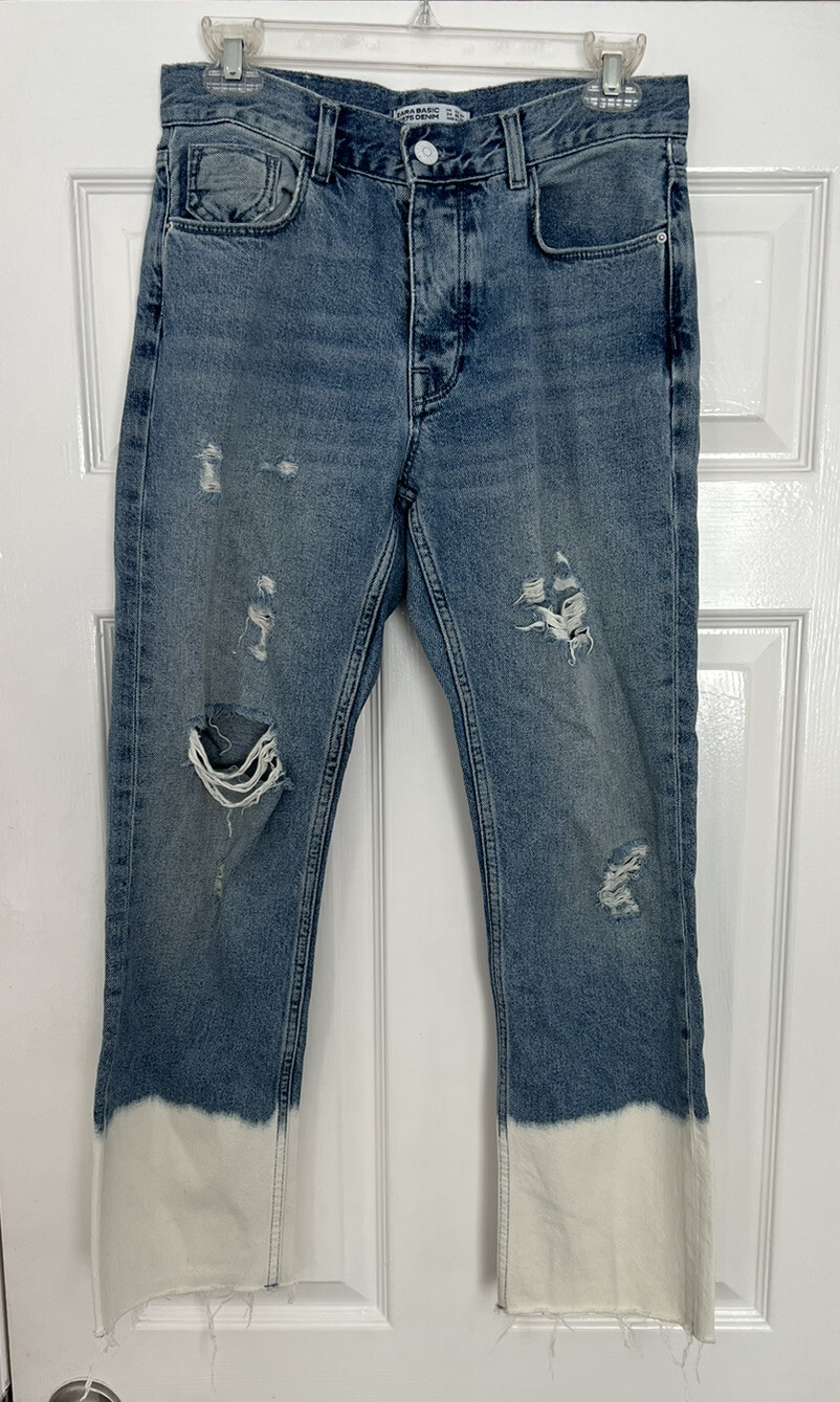 Zara Basic Size 2 Jeans Bleached Bleachy Jean Hig… - image 8