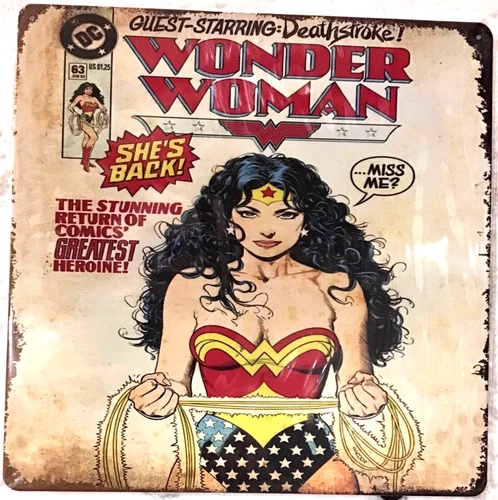 TIN SIGN new 12x12 square Wonder Woman sexy superhero DC comics deathstroke QB