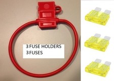  3 14 GAUGE ATC FUSE HOLDER With COVER  3 20 AMP FUSES IN-LINE 14 GA. USA