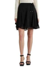 Lauren Ralph Lauren Women's Black Crinkle Georgette Skirt - 6 - Black