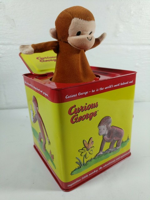 Schylling Curious George Monkey Jack in the Box Metal Tin Pop Goes The Weasel | eBay