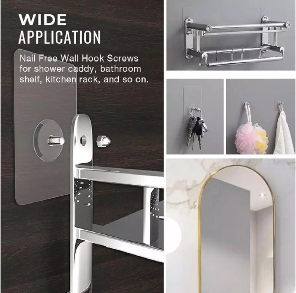 Paquete de 30 ganchos de pared autoadhesivos - pegatinas de tornillo de clavo sin punzones sin costuras Foto 4 de 4