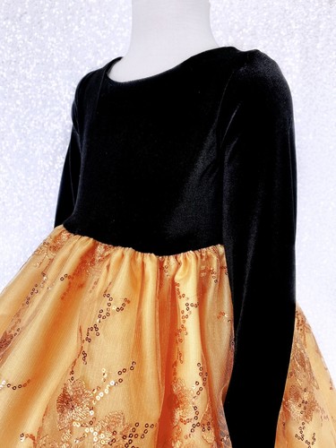 Black Velvet Long Sleeve Embroidery Mesh Flower Girl Dress Wedding Christmas 2 4 - Picture 14 of 42