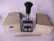Justrite Vintage Numbering Machine NM 2H Original Box 1970's Japan Desktop Prop