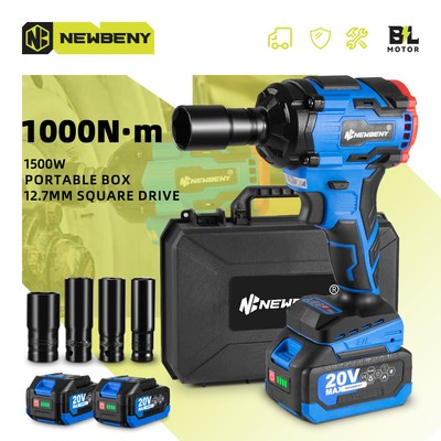 Cordless Impact Wrench 1000Nm Brushless 1/2'' High Power Driver With Battery Set