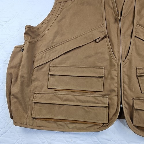 Cabelas Outdoor Gear Tan Zip Hunting Vest Size 3XL Cargo Pockets - Picture 3 of 9