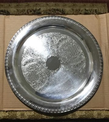 Leonard Towle Silver-plate 12  Round serv tray NEW Other Stored in Original Box.