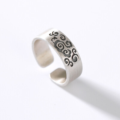 Echt 925 Sterlingsilber Ring Damen Herren mattes Finish glückverheißende Wolken Ring US 8