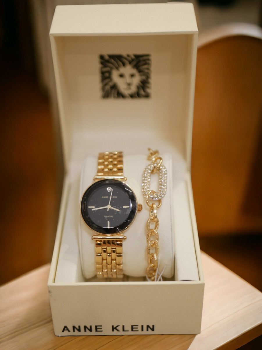 NWT & box Anne Klein Womens watch w/ gold bracelet strap and stone face NEW BOX WOMEN main image 3