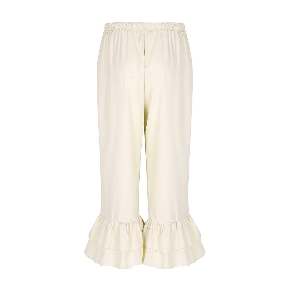 Satini Sissy Ruche Victoriaans Lolita Bloomer Korte broek Zijdeachtig Satijn Pompoenpofbroekje (Wit, L
