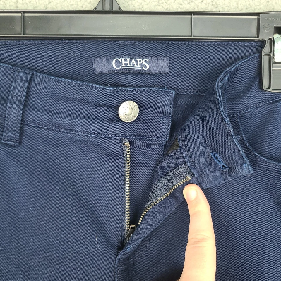 Chaps Pants Womens Size 4 Blue Mid Rise Pedal Pushers Capris Crop 30"x16.5" NEW - Image 4 of 4
