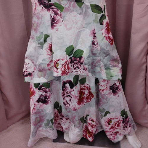 Sequin Hearts Women's Satin Floral Ruffled Maxi Flare Evening Skirt 1 NWT - Picture 4 of 8