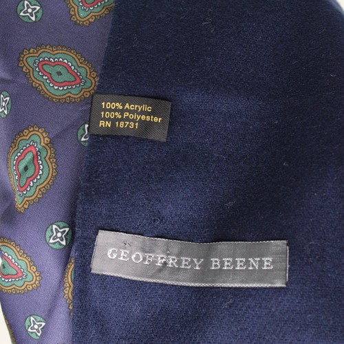Geoffrey Beene Mens Reversible Dress Scarf Navy Blue Green Red Brown Paisley - Picture 12 of 12