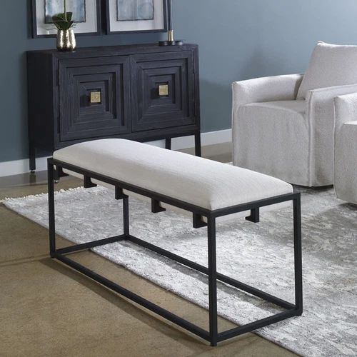 Uttermost Paradox Iron & Fabric Bench - Picture 1 of 4