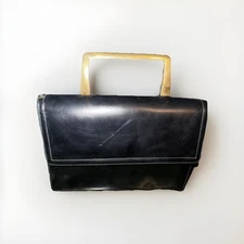 Vintage Master craft Handbag 1950’s In Beautiful Black Leather