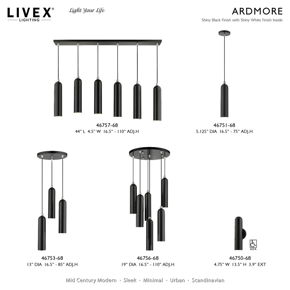Mini colgante Livex Lighting 46751 Ardmore 5" W - amarillo brillante Foto 3 de 4