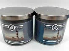 Goose Creek (2) LIGHTHOUSE 3 Wick Jar Candles Amber Marshmallow Mocha Cream