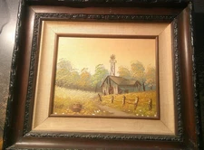 Barn/windmill  Original Handmade Oil Painting on Canvas Landscape 8x10"
