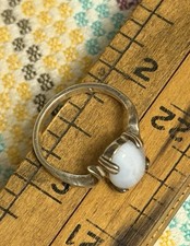 Vintage Sterling Silver 925 Stamped Ring Blue Lace Agate Stone Size 6