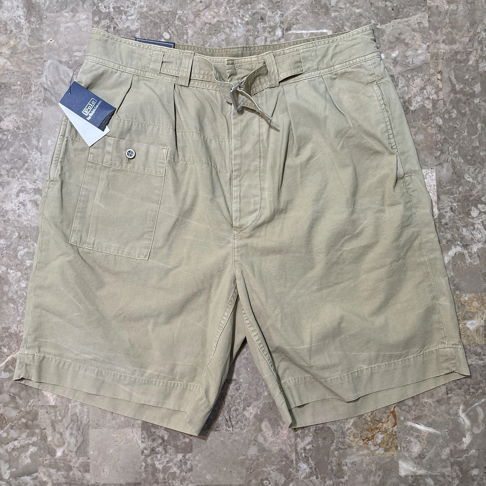 Polo Ralph Lauren Shorts Mens 35 Surrey Canvas Aviator Beige Tan 8” Buckle NEW