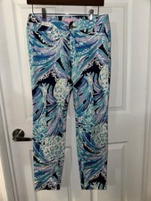 LILLY PULITZER KELLY SKINNY ANKLE PANT ALOTTA COLADA Bright Navy Size 2 NWT
