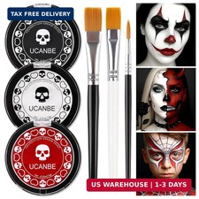 Goth White Foundation  Black Red Face Body Paint for Halloween Makeup, Face Pai