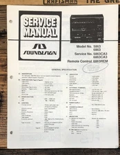 Soundesign Model 5863 6863  Stereo Service Manual *Original*