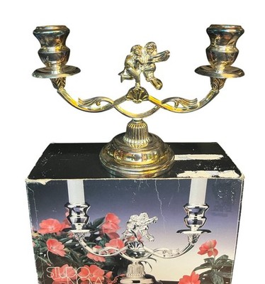 Vintage Studio Nova Cupids Flame Silver 2 Arm Candelabra Elegant Home Accent