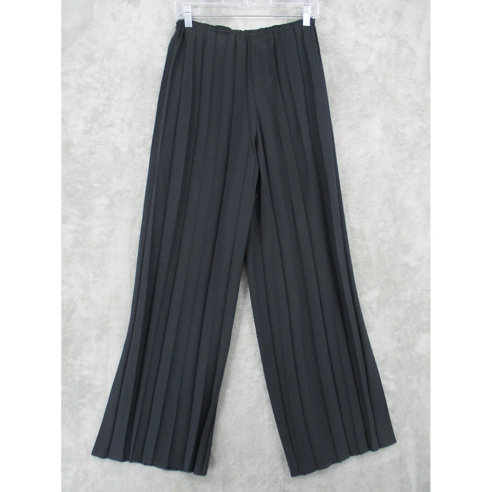 Pantalones Beaette Mujer Pierna Mediana Ancha Plisados Ligeros Minimalista Carrera Negro Foto 2 de 4