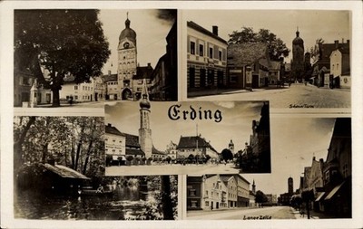 Ak Erding in Oberbayern,  Aue, Schöner Turm, Lange Zeile - 5100558