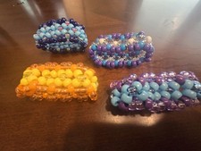 Lot of 4 Handmade Multicolor Beaded Stretch Slip-On Kandi Bracelets