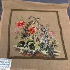 Brunswick FLORAL vintage needlepoint partial cotton canvas made Madeira 23x23