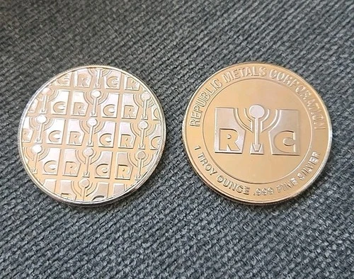 Republic Metals Corporation 1 oz .999 Silver Round 1 Troy Ounce Total .999 Fine