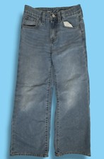 Old Navy Girls Baggy Wide Leg Jeans Size 10 Light Blue Wash Adjustable