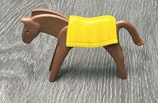 Playmobil Brown Horse w/ Yellow Saddle Blanket Figure Animal Toy Vintage 1974