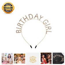 Lightweight Adjustable Birthday Tiara with Classic Design - Gold Sparkling