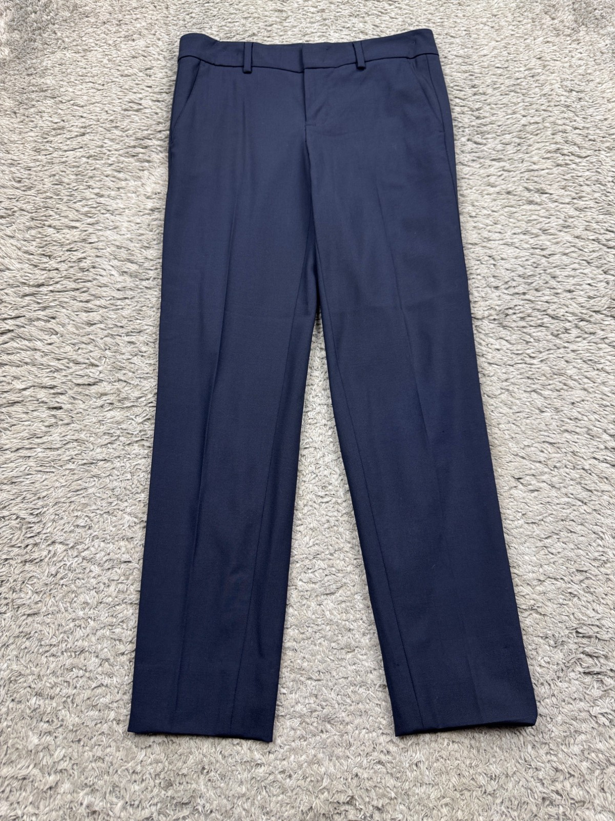Vince Pants Women 2 Navy Blue Wool Tapered Ankle Mid Rise Career Casual Trousers