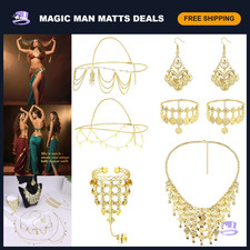 6 Pcs Belly Dance Jewelry Set for Women - Indian Style Accessories, Ethnic Jewel