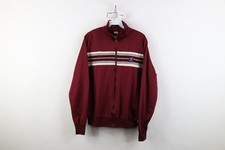 Vtg 70s Streetwear Mens Large Striped Warm Up Track Tennis Jacket Burgundy USA