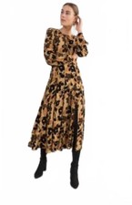 & Other Stories Los Angeles Floral Midi Puff Sleeve Side Slit Dress Size 4