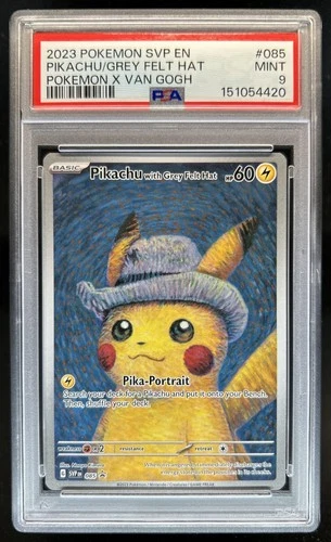 2023 Pokemon X Van Gogh Pikachu With Grey Felt Hat Black Star Promo #085 PSA 9