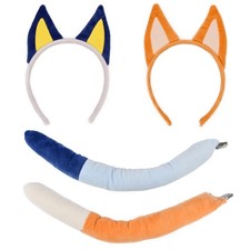 4 Pieces Dog Ears And Tail Set-Dog Headband Costume Accessory for Halloween C