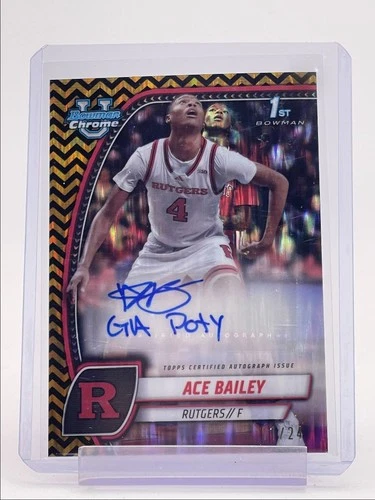 ACE BAILEY 2024-25 BOWMAN CHROME U 1ST BLACK GOLD STEALTH AUTO /24 Q6633