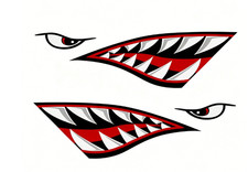 2 Shark Teeth Mouth Reflective Decals Graphics Sticker For Kayak Canoe Car Truck